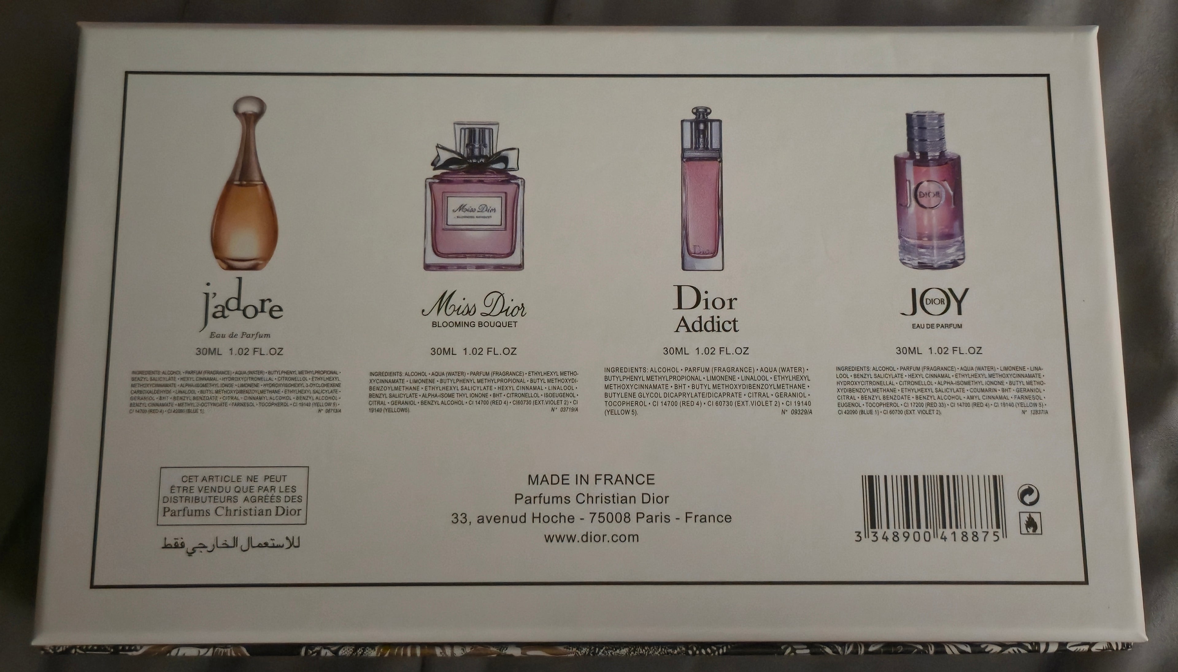 Dior 4 piece 30ml perfume gift set- open box brand new