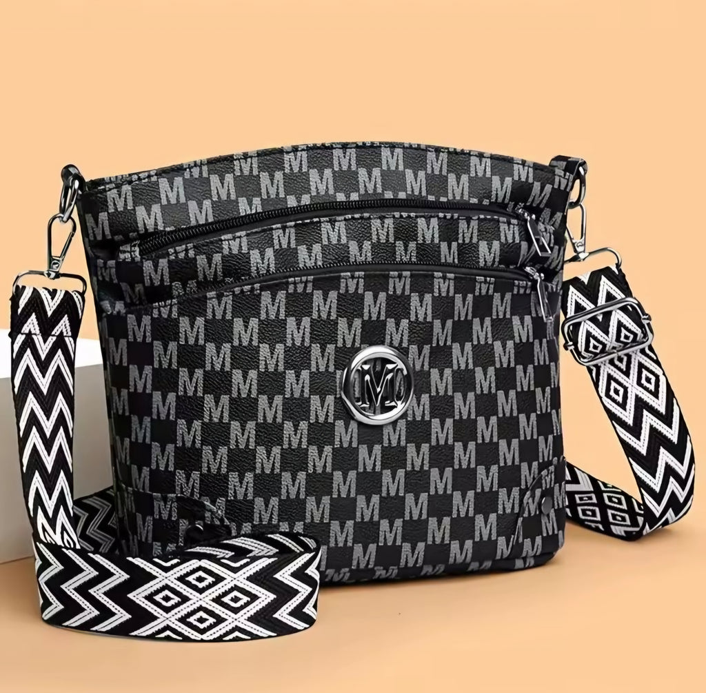 Black leather Letter M purse and matching wallet