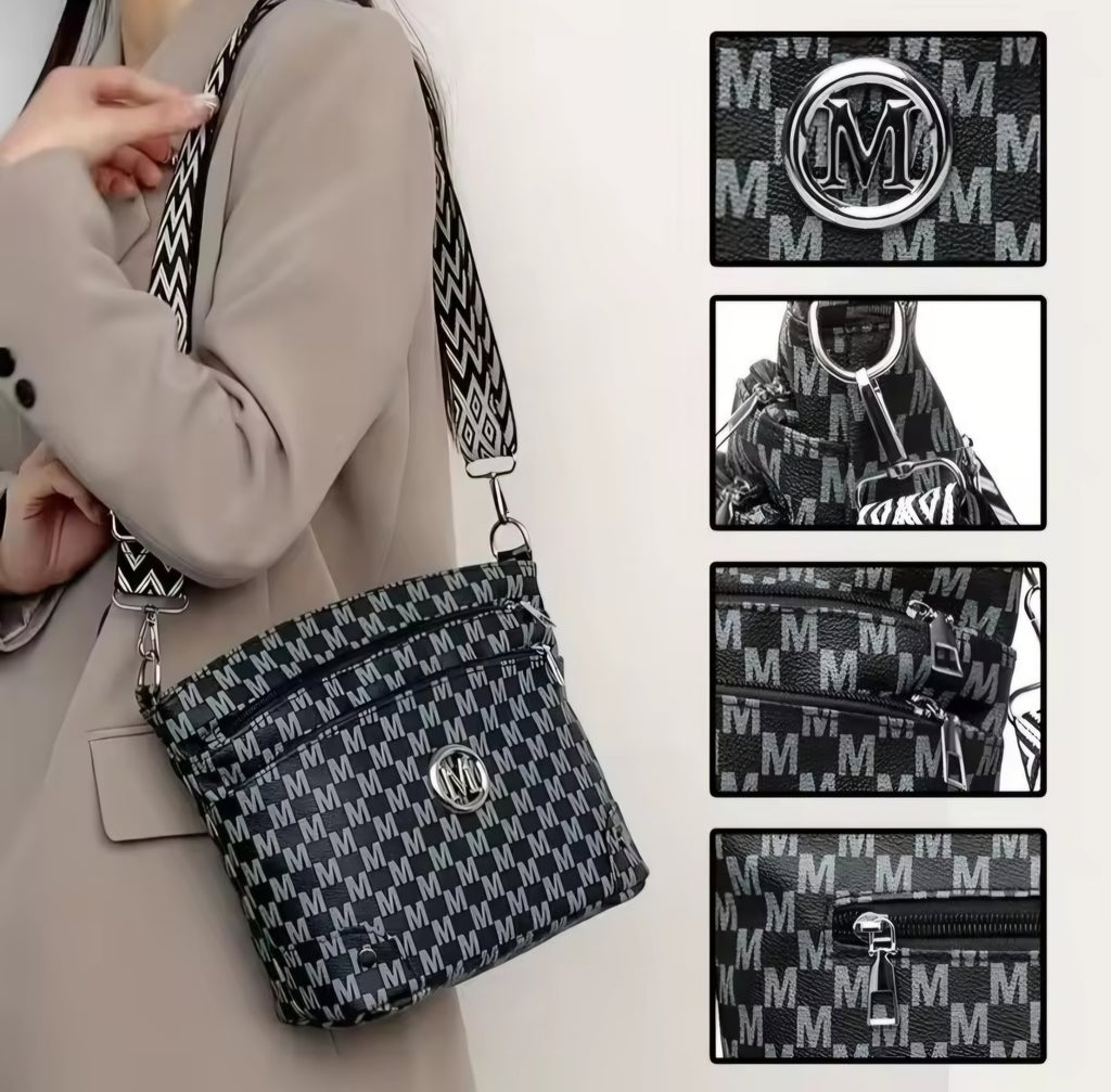 Black leather Letter M purse and matching wallet