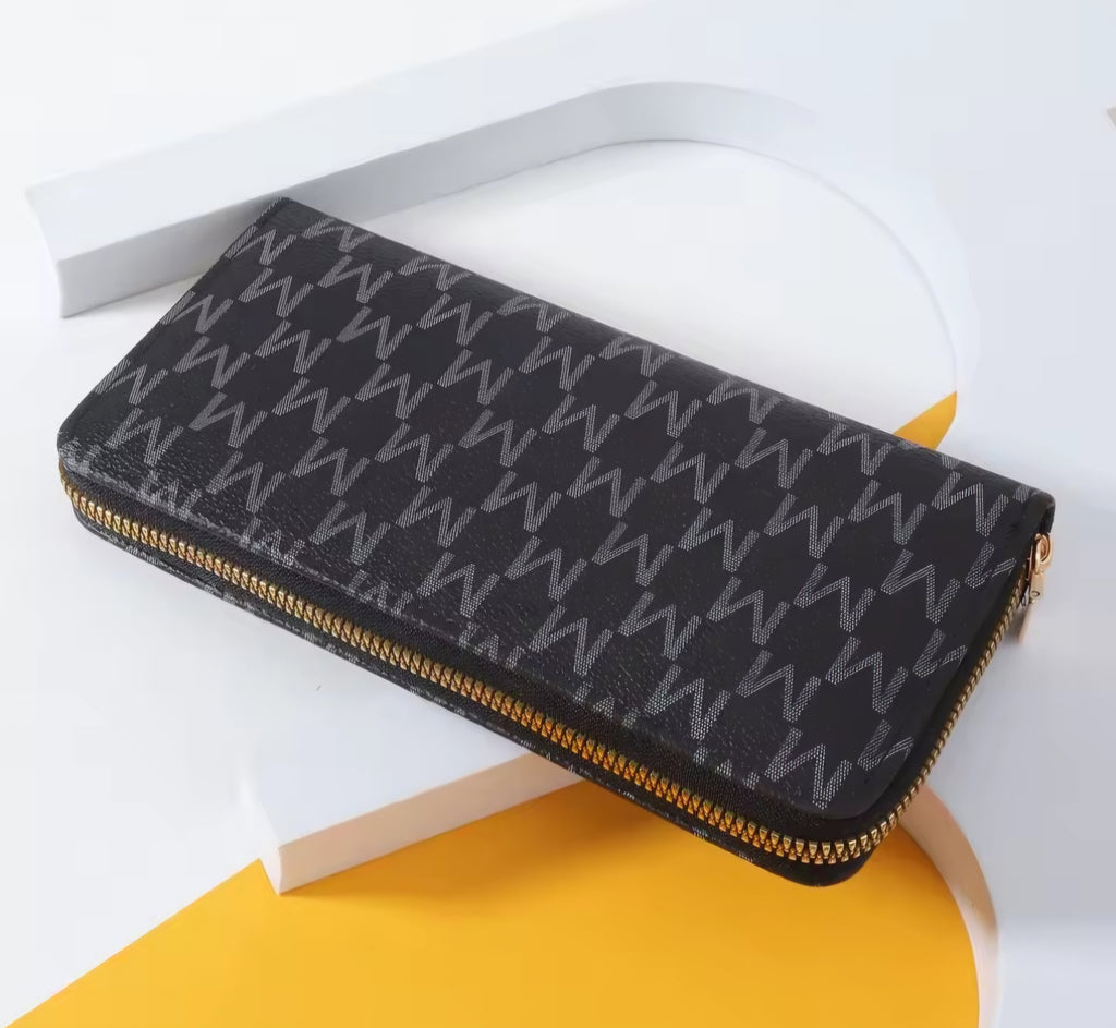 Black leather Letter M purse and matching wallet