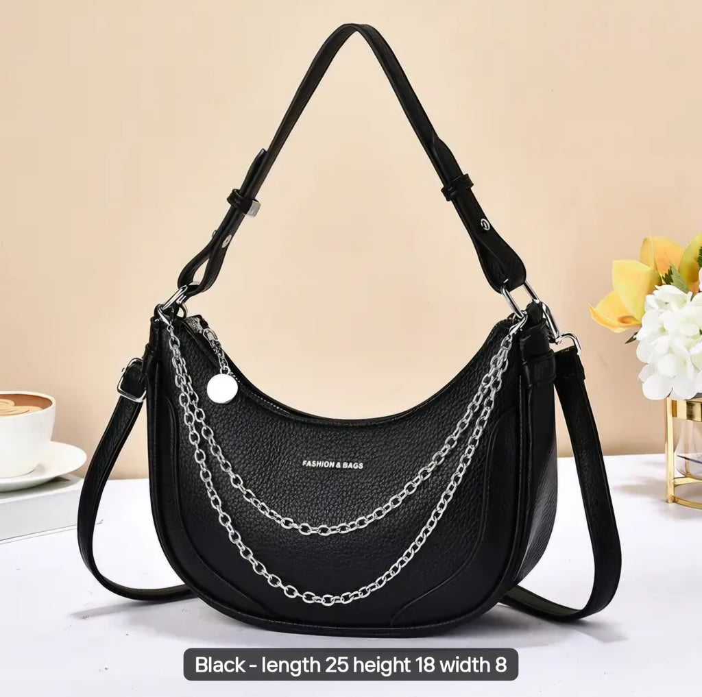 Highend women's soft PU leather shoulder bag with additional strap