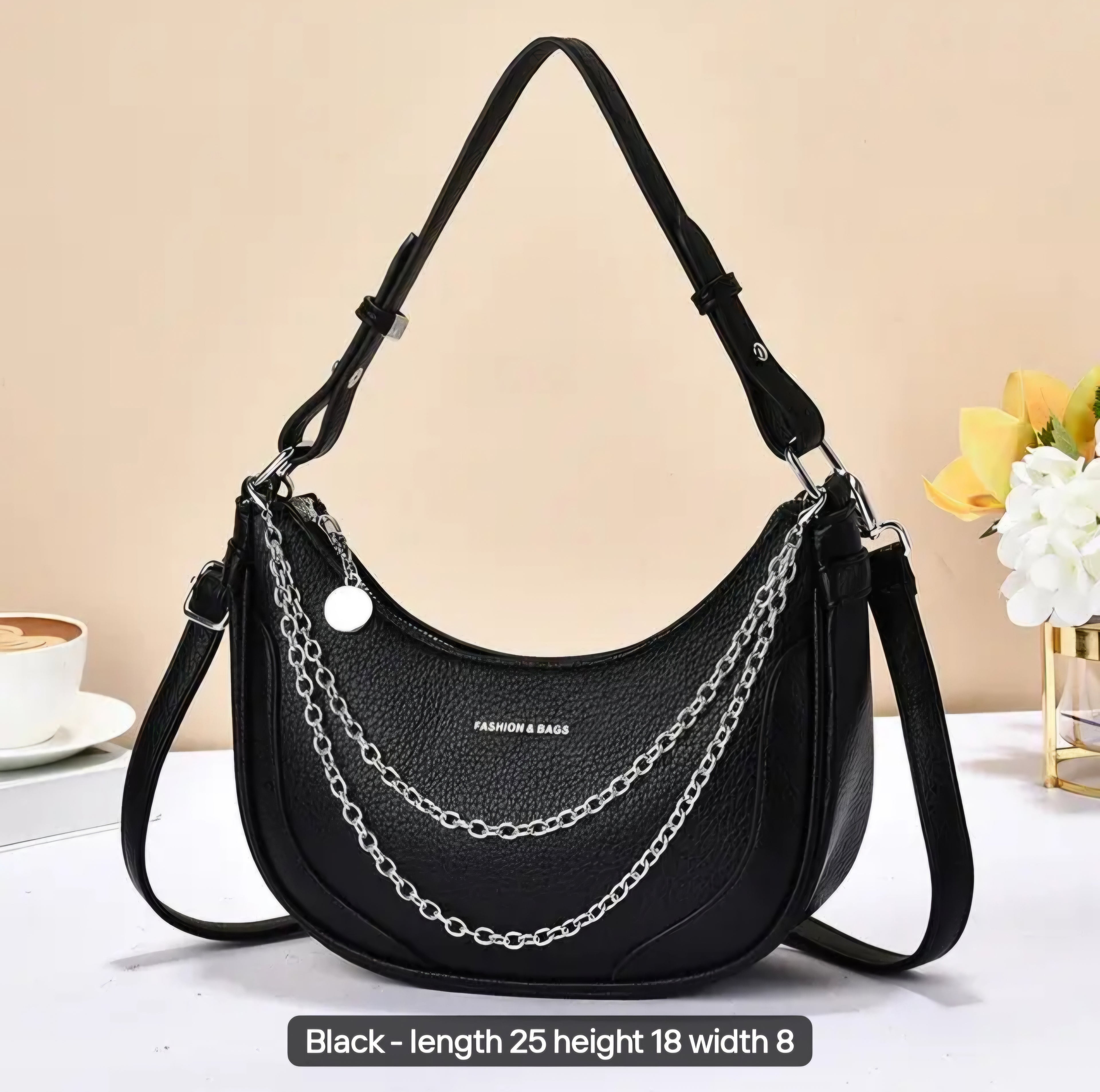 Highend women's soft PU leather shoulder bag with additional strap