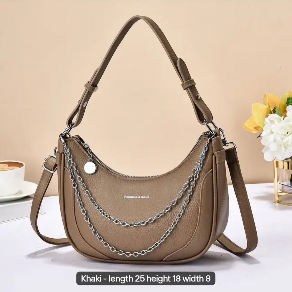 Highend women's soft PU leather shoulder bag with additional strap