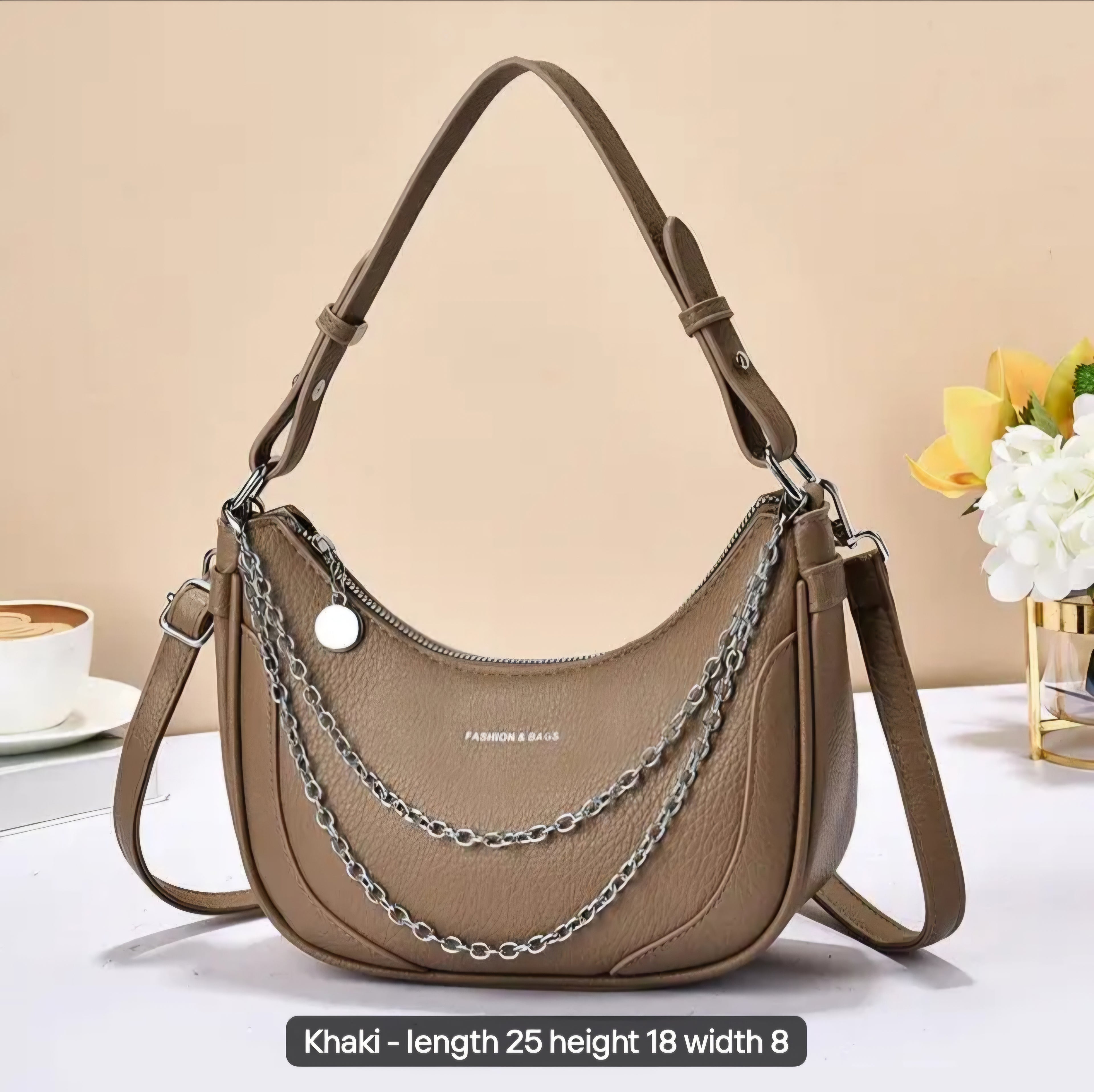 Highend women's soft PU leather shoulder bag with additional strap