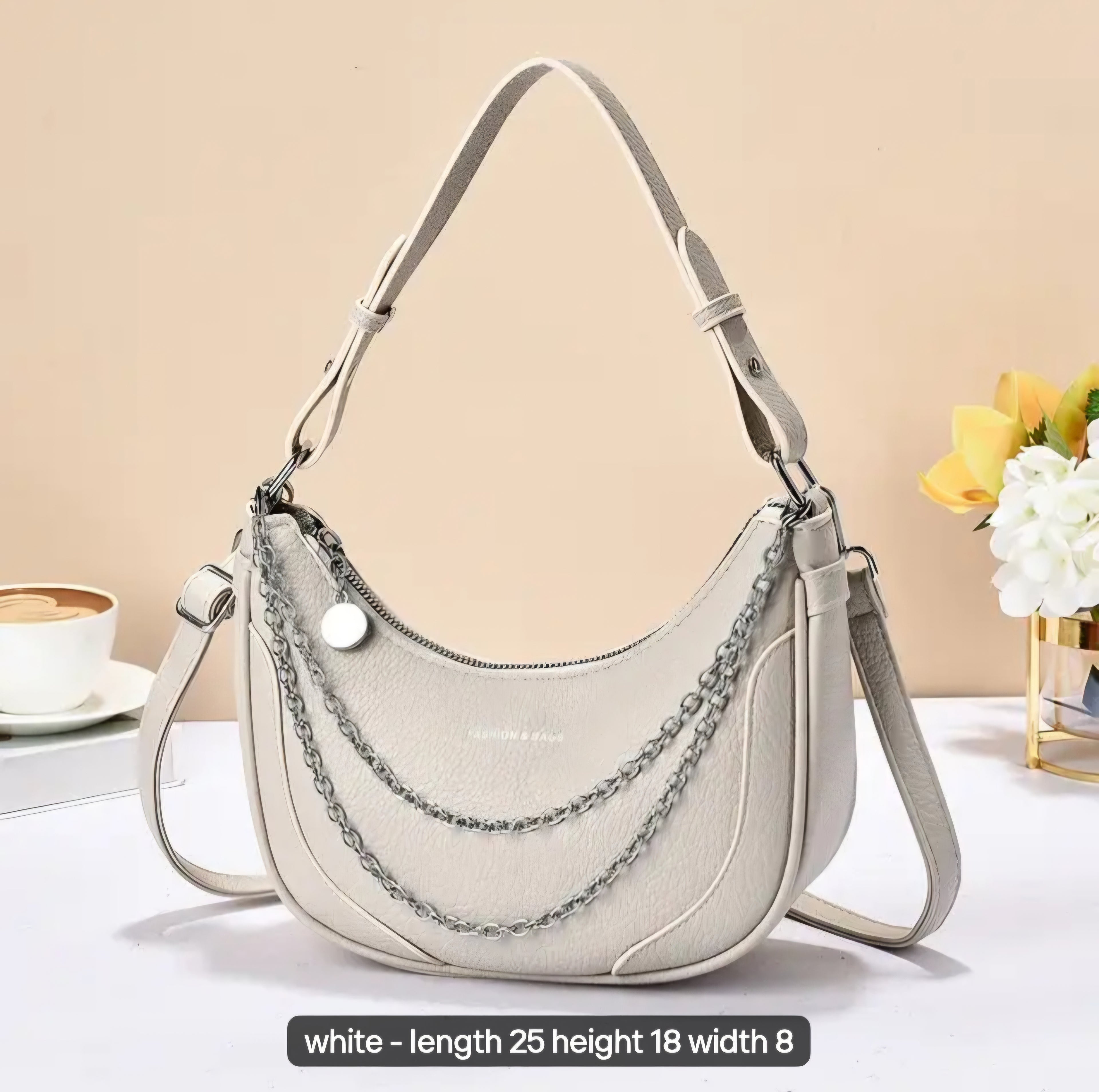 Highend women's soft PU leather shoulder bag with additional strap