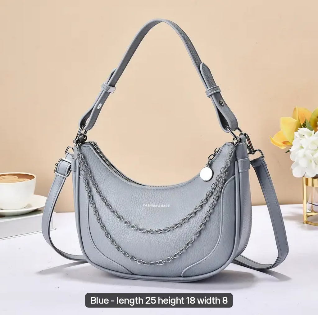 Highend women's soft PU leather shoulder bag with additional strap