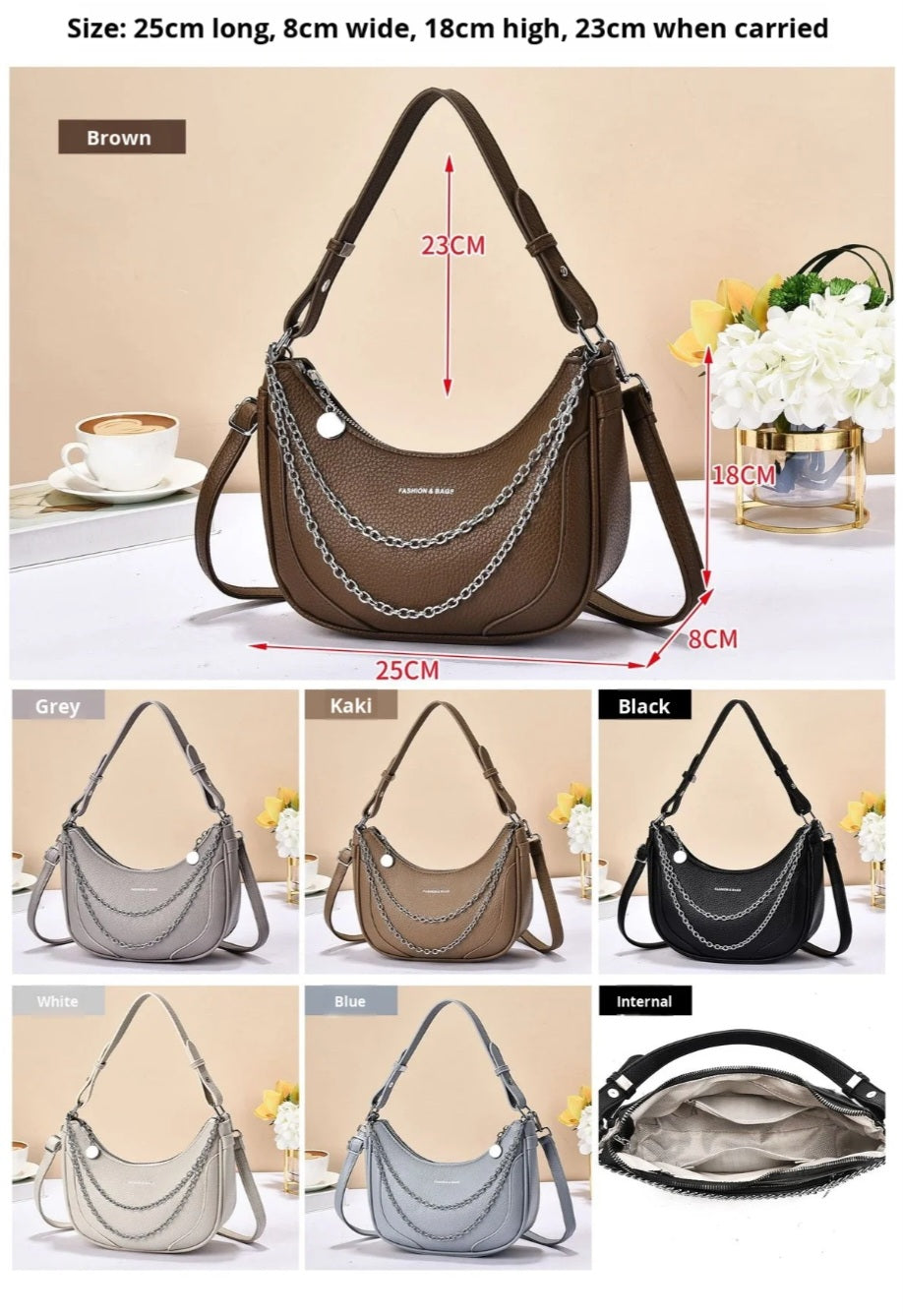 Highend women's soft PU leather shoulder bag with additional strap