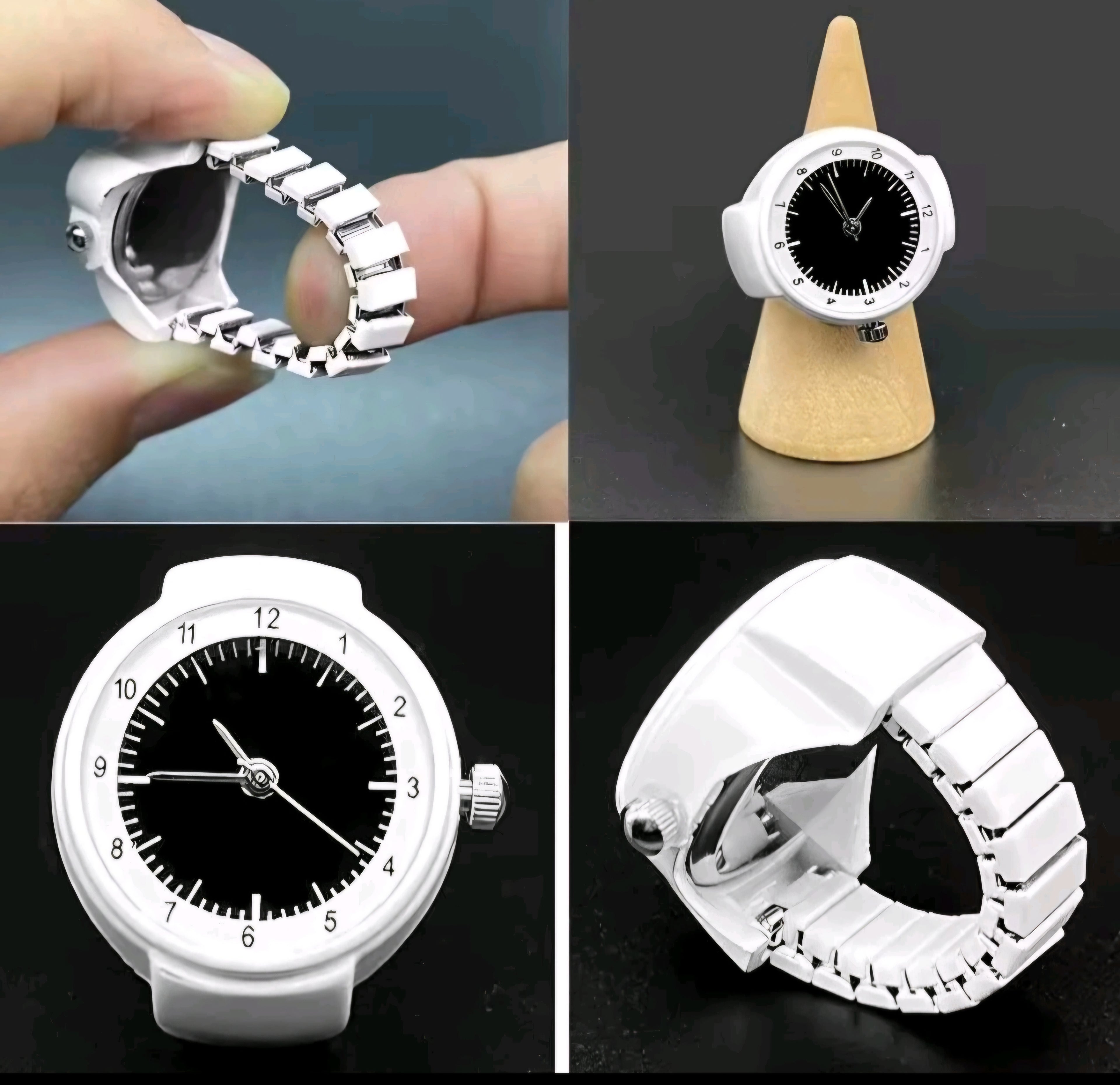 Kiss Silver Quartz Finger Ring Watch Brand New