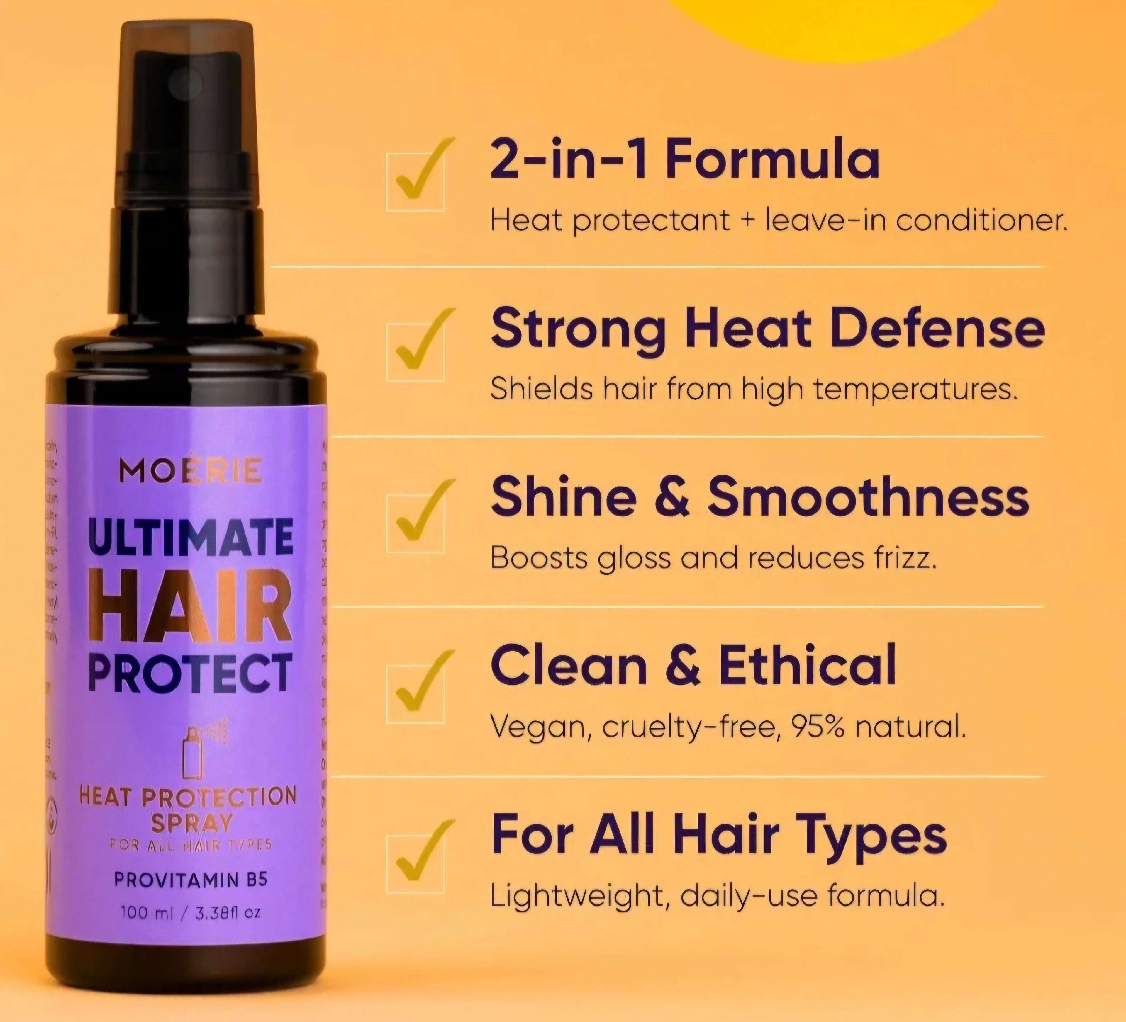 Moerie Hair Heat Protectant Spray Lightweight AntiFrizz Heat Protector Brand New