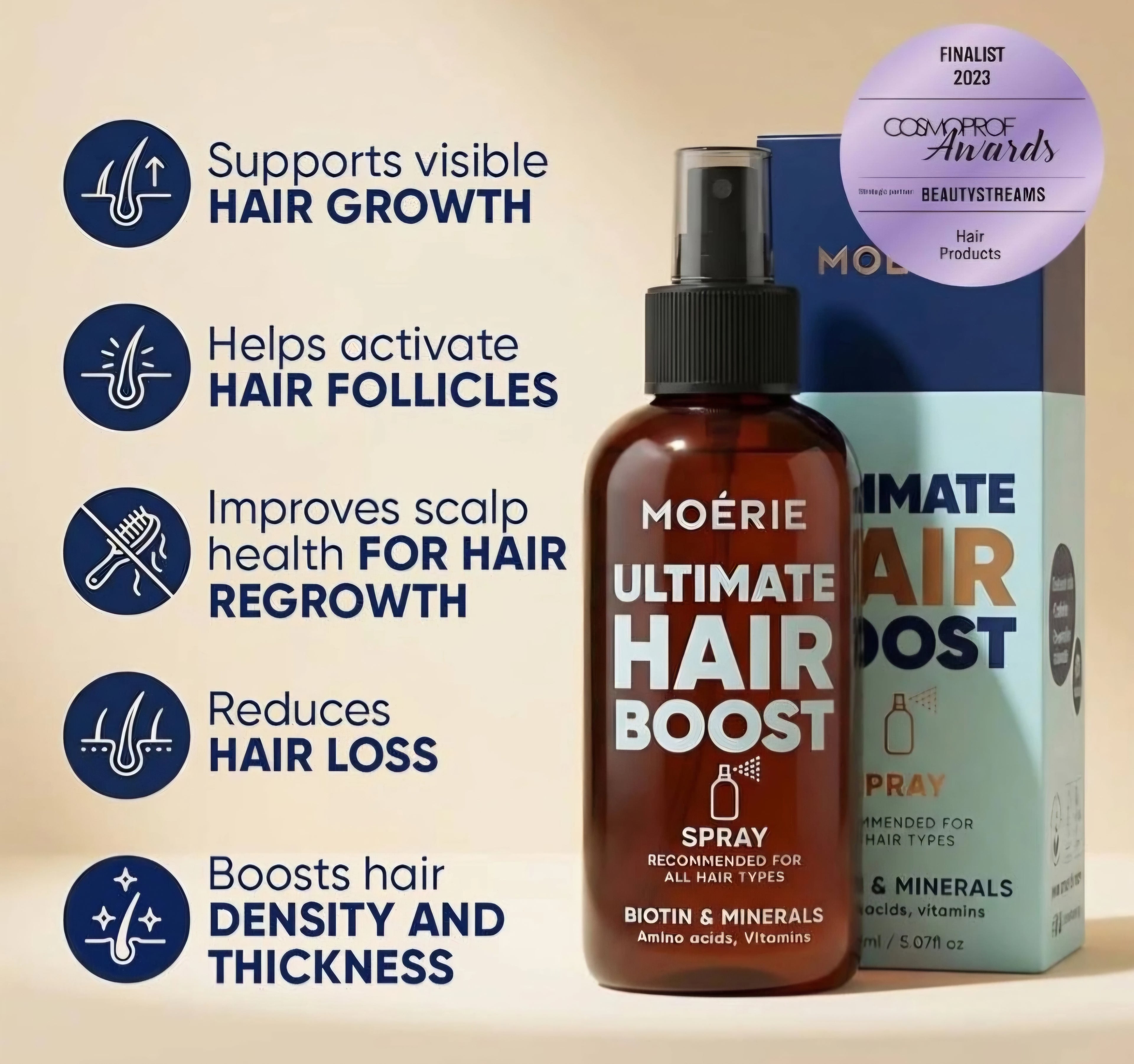 Moerie Hair Growth Serum Spray for Men and Women, Hair Loss Solution - Brand New